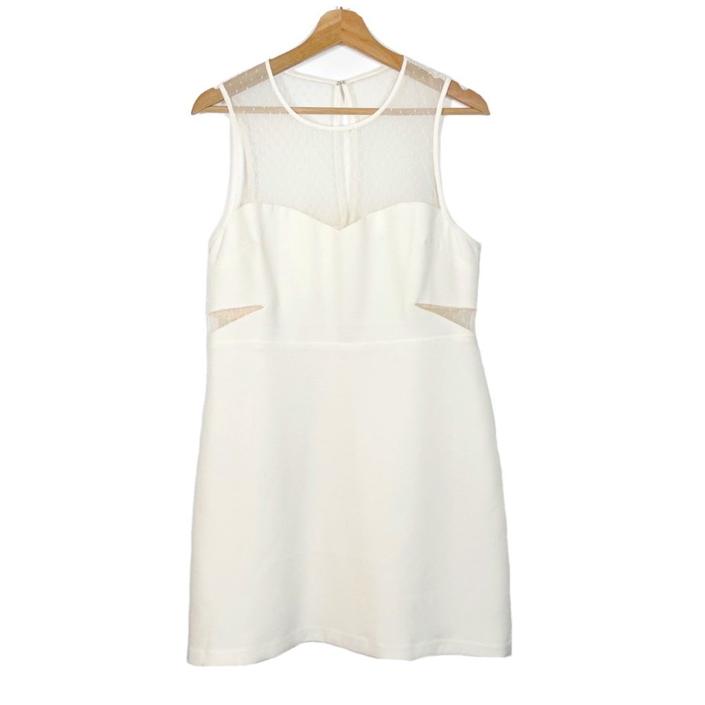 NWT Express Mesh Cotout Sheath Dress Sleeveless Ivory Sz 12